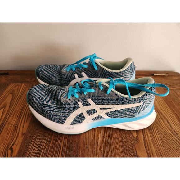 Asics ROADBLAST WOMENS RUNNING SHOES SZ 7.5 BLUE WHITE #1012A700 - Picture 1 of 7